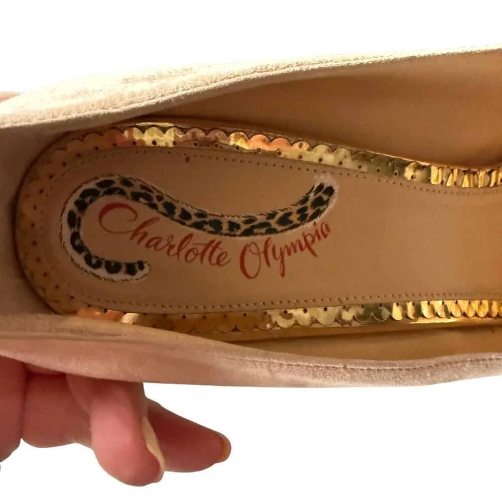 Charlotte Olympia DOLLY Platform Pumps Heels BLUSH NUDE Suede Shoes Womens 41